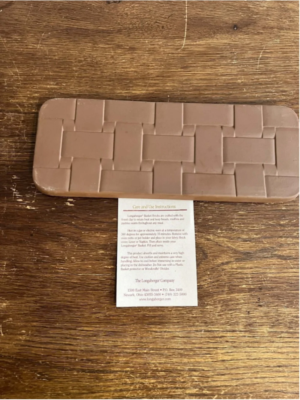 Longaberger Pottery Bread Basket Brick Warming Brick Original Insert USA Made